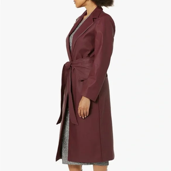 TEREA Elegant Burgundy Trench Coat NWT - Picture 2 of 9